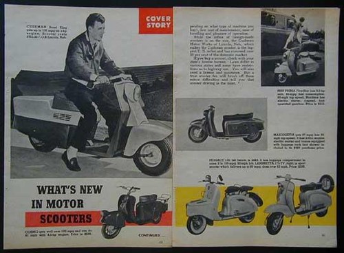 Motor Scooter Review Cushman Vespa 1958 pictorial NSU Lambretta Zundap & more