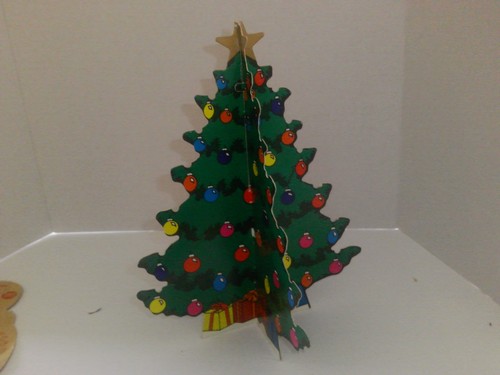 Die-Cut Cardboard Christmas Tree 11" High 1960's