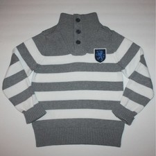 Tommy Hilfiger Boy's Gray  White Stripe Knit Sweater Top in size 6-7