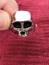 Mack Silver-Tone Monkey Skull Ring Size 13 Uk