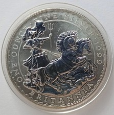 1oz FINE SILVER 1999 BRITANNIA TWO POUNDS £2 COIN IN CAPSULE Queen Elizabeth II