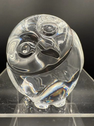 Vintage Steuben Signed Crystal Owl Paperweight “Wisdom”