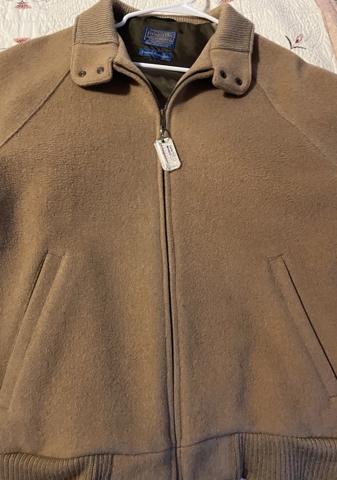 Vintage Pendleton Jacket Mens Large Beige Wool Pockets Country Traditions - Image 2 of 4