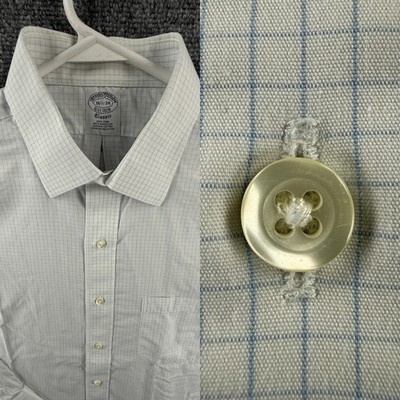 Brooks Brothers All Cotton Classic Non-Iron Check Point 16.5 34 Blue Button Up