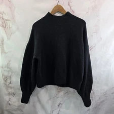 & Other Stories Sweater Womens Large Black Wool Mock Turtle Oversized Balloon 