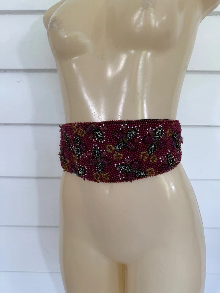 New ZARA Women's Purple Multicolor Beaded Sash Stretch Belt Size 30 Y852F - Image 4 of 4