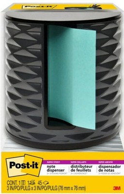 Post-it Note Dispenser, Vertical Design, Pop-Up Notes, 3.8'' x 1.3'', Black 