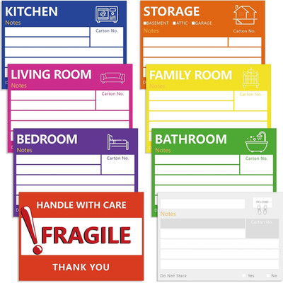 Large 6 x 4 in Moving Labels for Boxes Color Coded Writable Stickers 160pcs
