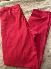 Vintage 80  s Electric Orange Pink Shiny thick Spandex Leggings Pants L Cheetah