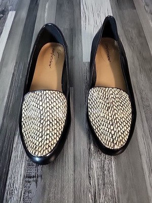 Comfortview Shoes Size 9W Black Faux Snakeskin Slip-On Loafer Women's