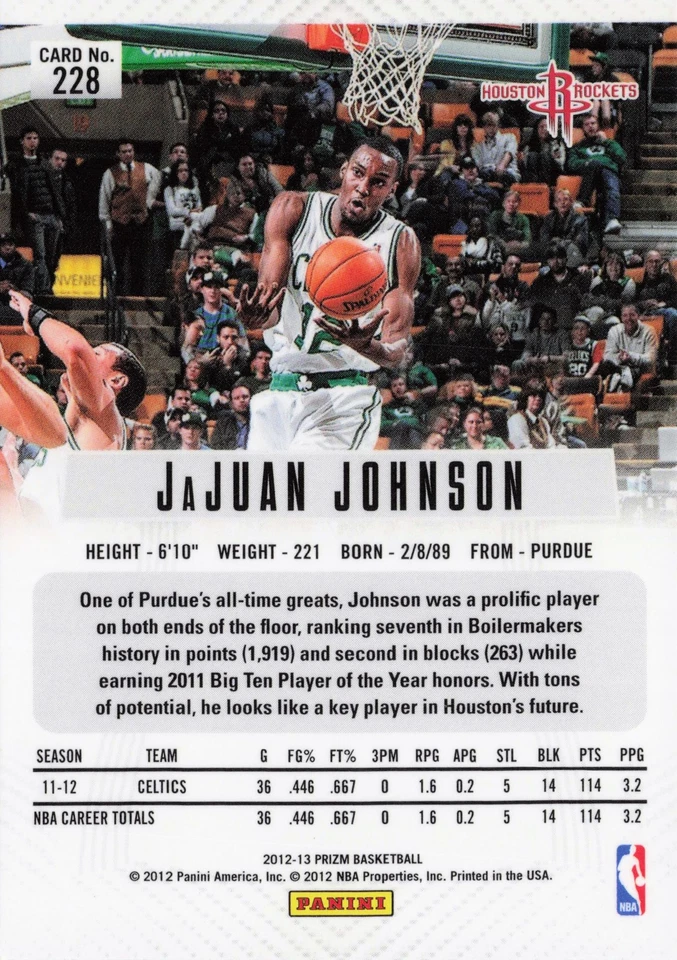 2012-13 Panini Prizm Basketball #228 JaJuan Johnson - Image 2 of 3