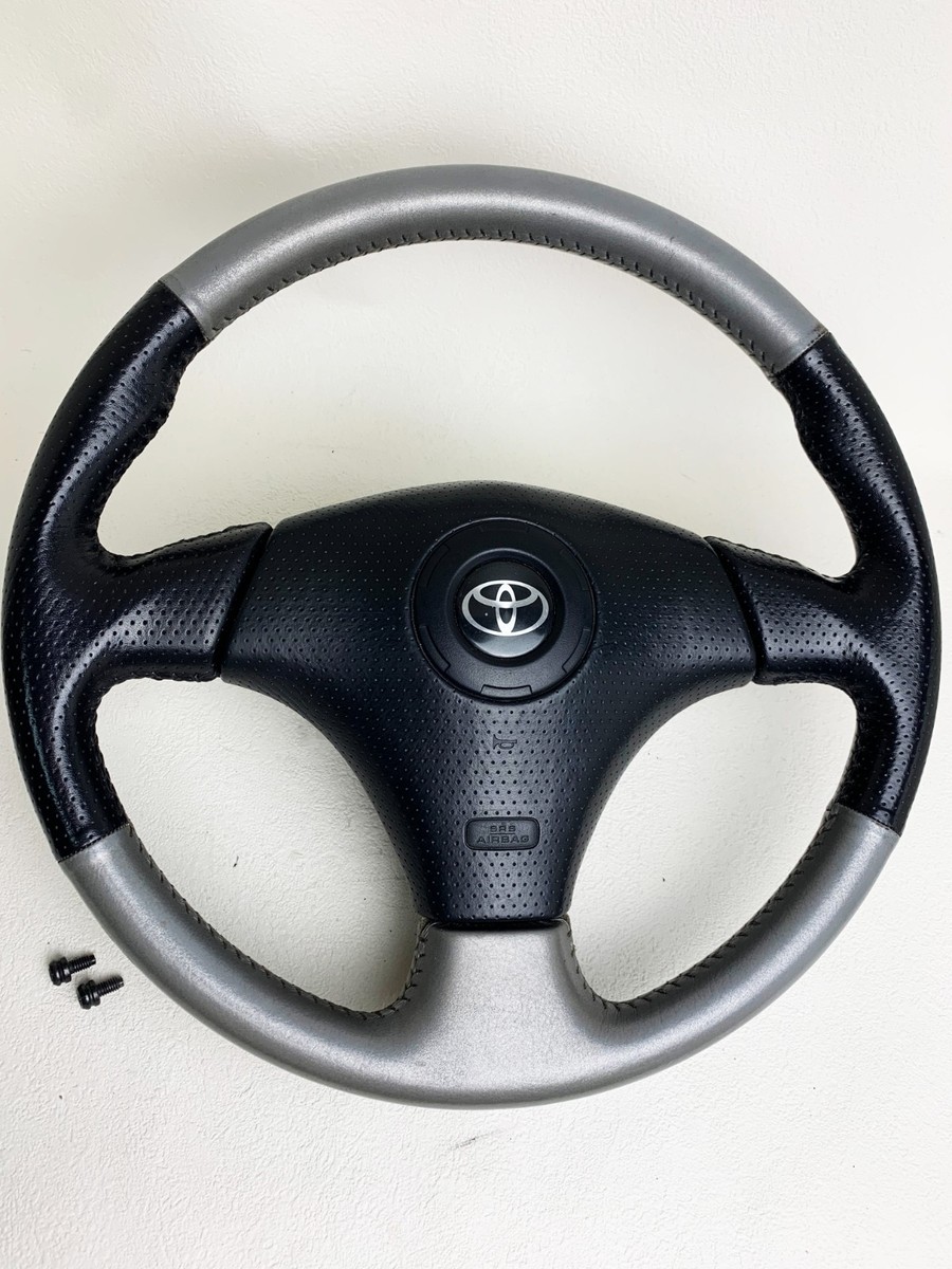 TOYOTA MR-S MRS ZZW30 Black/Silver Leather Steering Wheel Celica