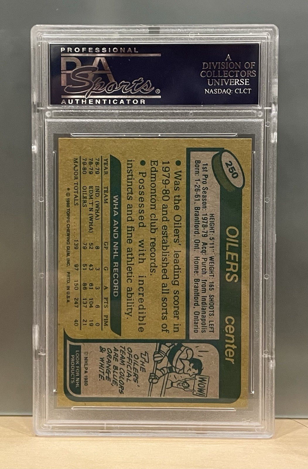 1980 Topps Wayne Gretzky #250 Edmonton Oilers PSA 8 NM-MT HOF Unscratched 2nd Yr view 2