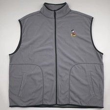 Disney Store Mickey Mouse Fleece Vest Gray XXL Full Zip Embroidered
