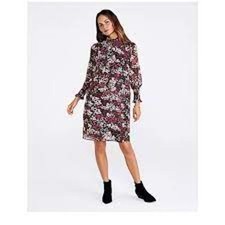 Ann Taylor Floral Smocked Neck Shift Dress Size 10