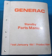 GENERAC POST 1987 PRODUCTION STANDBY GENERATOR PARTS MANUAL BOOK CATALOG