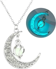 Fantasy Glow in the Dark Crescent Moon Necklaces - Jewelry Charms Pendants for W