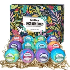 Organic Foot Bath Bombs Gift Set, 12 Essential Oil Rich Foot Soak for Mom and...