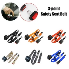 Universal 3-Point Retractable Car Seat Belt Auto Safety Strap Buckle Locking