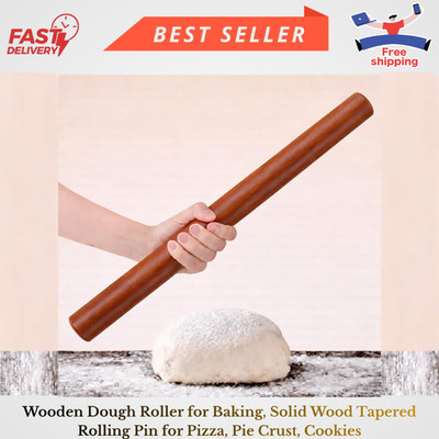 17 Inch French Rolling Pin, Wooden Dough Roller for Baking, Solid Wood Tapered R