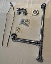 R M Chrome Clawfoot Tub Faucet & Tub Drain Kits With Installation Supplies
