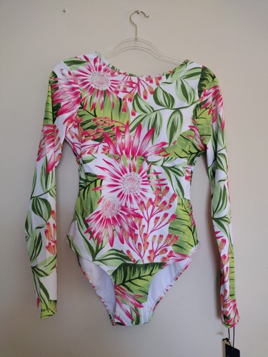 Caribbean Joe Rash Guard Swimsuit Woman's Large Multicolor Floral Long Sleeves - Bild 2 von 8