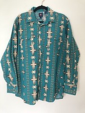 VTG Panhandle Slim Navajo Aztec Tribal Pearl Snap Western Cowboy Rodeo Shirt L
