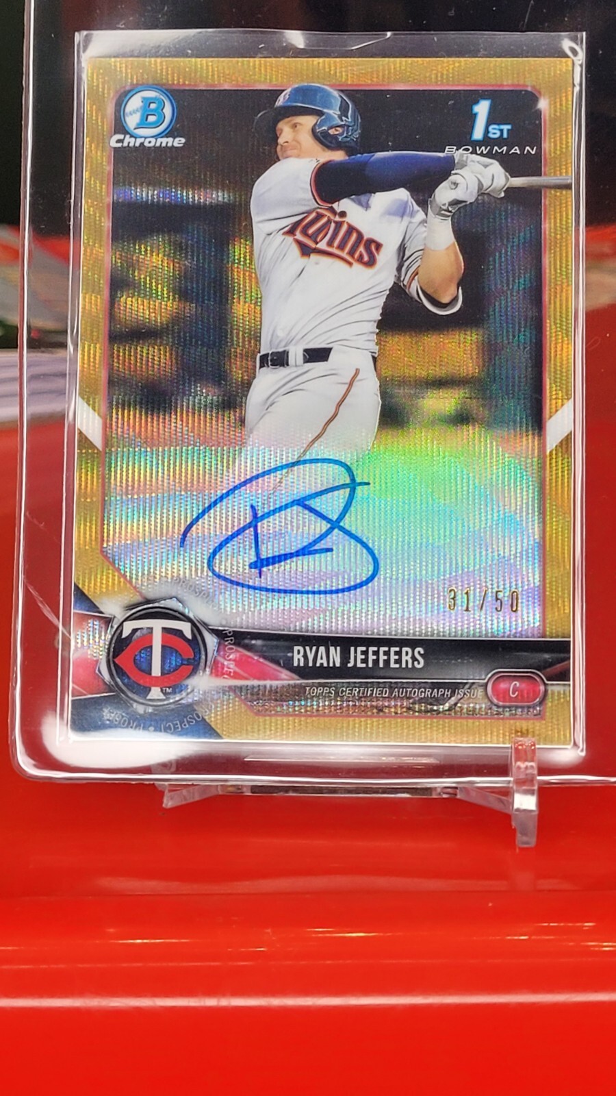 2018 Bowman Draft Chrome Pick Gold Wave Refractor /50 Ryan Jeffers #CDA-RJ Auto