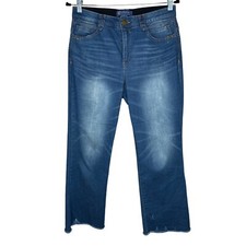 Democracy AB Technology Solution Stretch Cropped Straight Leg Jean Raw Hem SZ 8