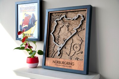 Nurburgring 3D Layered Wood Track Map Wall Art