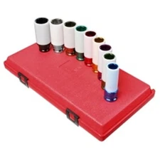 Sunex 2849 1/2" Dr. Extra Thin Wall SAE/Metric Wheel Protector Impact Socket Set
