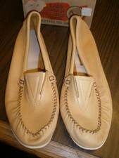 NOS Lake Church Moccasins Hard Sole Saddle Womens Sz 5 Tan Leather Uppers  SU16