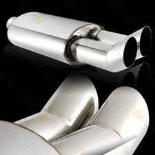 Universal 3 Dual Dtm Tip 2.5 Inlet T-304 Stainless Steel Exhaust Muffler