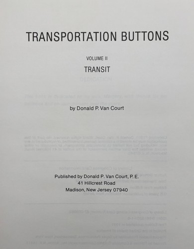 TRANSPORTATION UNIFORM BUTTONS - 2 VOLS, by Donald P. VanCourt -1987 -1st Ed./DJ - Foto 7 di 12