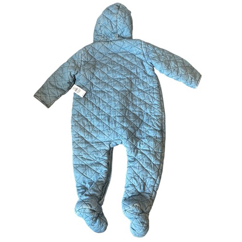 Baby Gap Qulited Chambray Bear Light Blue One-Piece Warm Winter Outfit 18-24M - Picture 2 of 6