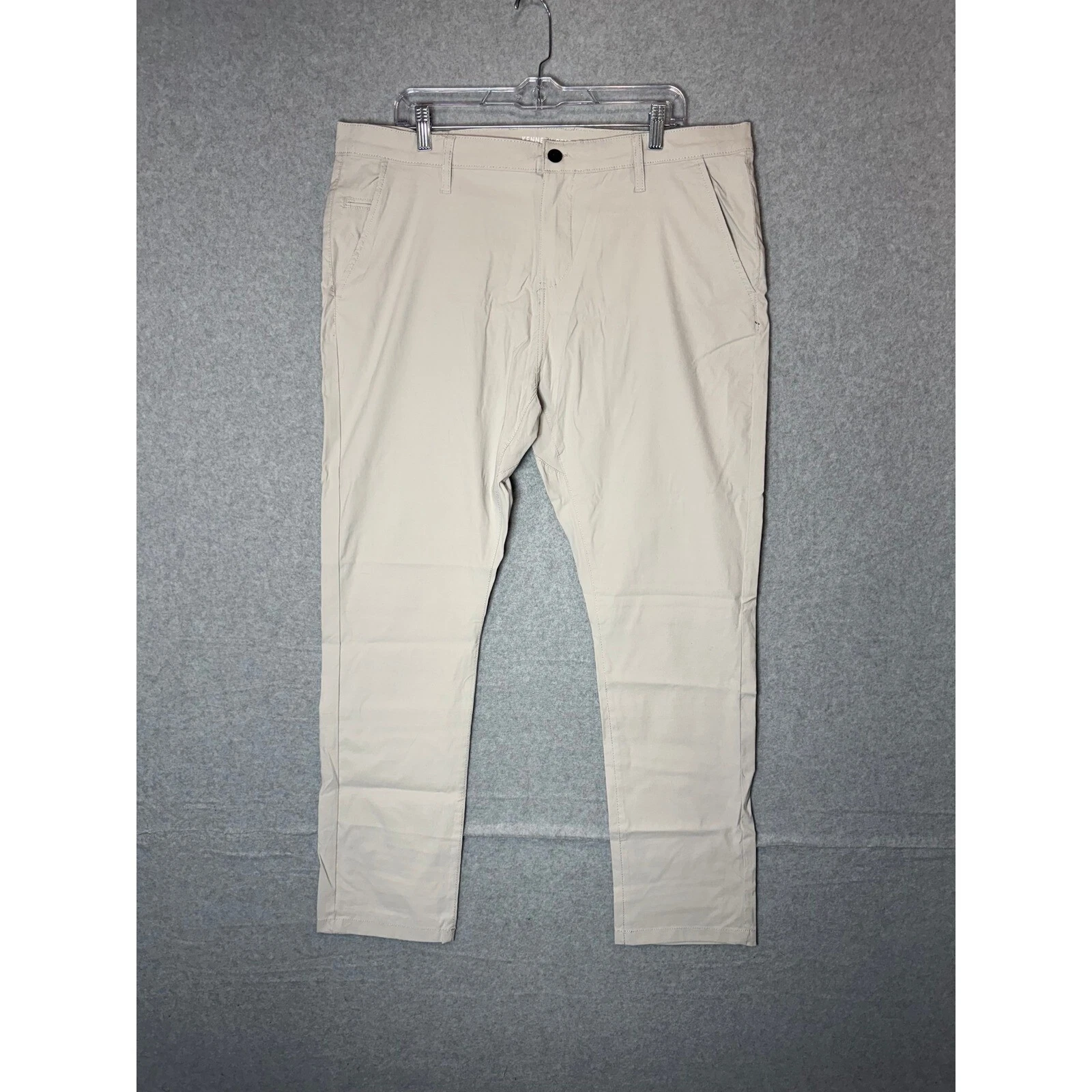Kenneth Cole Chino Pants Men's 38 X 32 Beige Slash Pocket Straight Leg Zip Fly