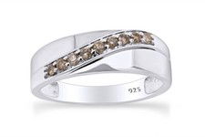 1/4 Ct Round Brown Natural Diamond Men's Wedding Band Ring Silver