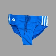 adidas men royal blue white stripe Swim Brief swimsuit swimwear bikini size 30