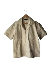 Oak + Fort Size S Oversized Tan Boxy Button Front Bowling Camp Shirt