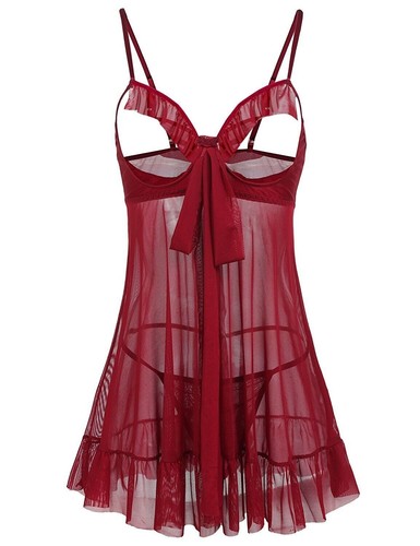 Women's Sexy Lingerie Lace Sheer Cupless Slip Dress G-string Nightwear Sleepwear - Picture 15 of 37