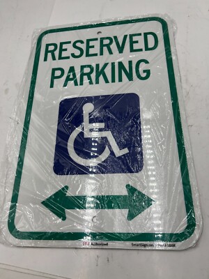 (QTY 2) SmartSign ''Reserved Parking'' Handicap Parking Sign Bi-Arrow 12'' x 18''