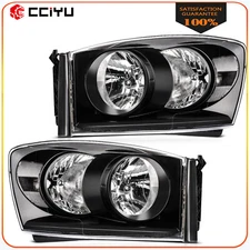 Headlights Assembly For 2006-2009 Dodge Ram 1500 2500 3500 Black Housing Pair