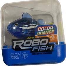 Zuru Robo Alive ROBO FISH Color Change Water Activated  Blue Toy Fish New!