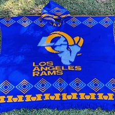 Rams Alpaca Wool Poncho American Football, Hooded,Made In Ecuador