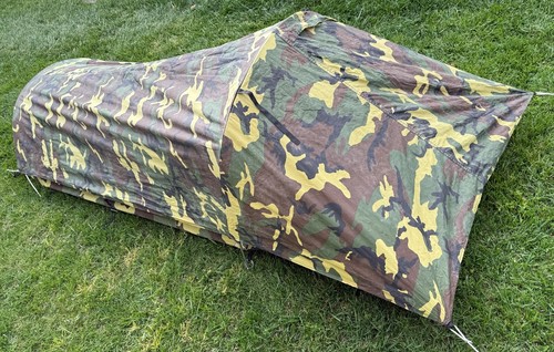 VTG 80's Brigade Quartermaster Woodland Camo Gossamer Tent Bivy Eureka OLDGEN SF - Picture 2 of 15