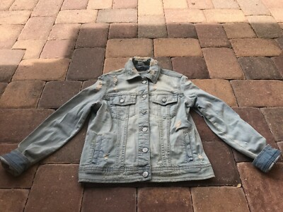 Aeropostale Women's Juniors Distressed Light Wash Denim Jacket Size XS WOW!!!!