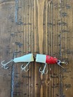 Vintage Creek Chub Red and White Wooden Jointed  Pikie Lure with glass eyes — photo 2