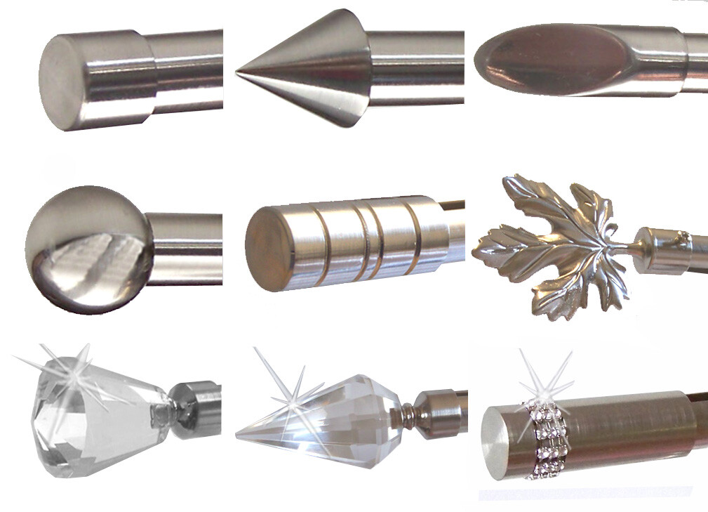 Gardinenstangen Endstücke 25mm 28mm - 2er Set Kristall Glas Acryl Dekoköpfe