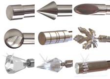 Endstück f. 20mm Gardinenstangen Edelstahl Look Kristall versch. Designs wählbar