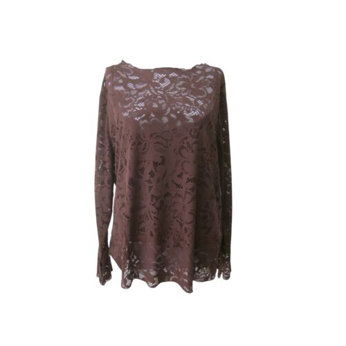 NWT JESSICA SIMPSON Plus Brown Lace Long Sleeve Shirt Top & Cami Sz 2X - Picture 2 of 4